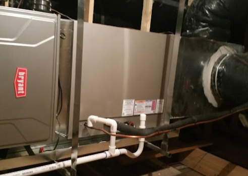 Residential HVAC outdoor unit at a home